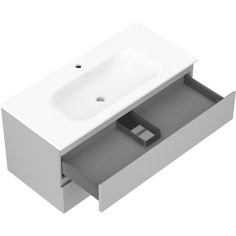 Mexen Orio koupelnová skříňka 100 cm s umyvadlem Vela, 2 zásuvky, šedá mat/bílá mat - 91A10-10047-2-BFF62-W23M01