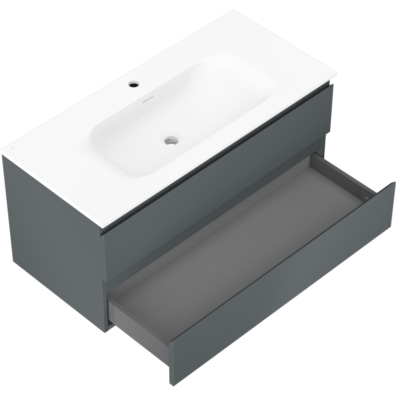 Mexen Orio koupelnová skříňka 100 cm s umyvadlem Vela, 2 zásuvky, grafit mat/bílá mat - 91A10-10047-2-BFF66-W23M01
