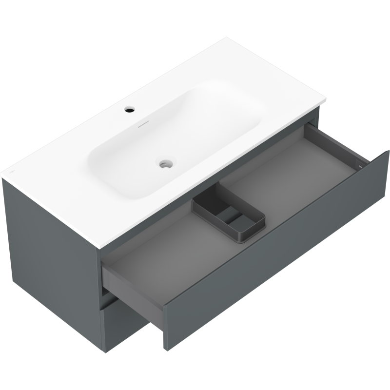 Mexen Orio koupelnová skříňka 100 cm s umyvadlem Vela, 2 zásuvky, grafit mat/bílá mat - 91A10-10047-2-BFF66-W23M01