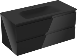 Mexen Orio koupelnová skříňka 100 cm s umyvadlem Vela, 2 zásuvky, černý lesk/černá mat - 91A10-10047-2-BFF70-W23M71