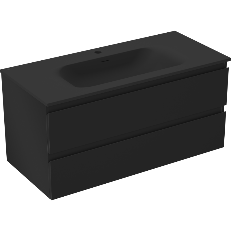 Mexen Orio koupelnová skříňka 100 cm s umyvadlem Vela, 2 zásuvky, černá mat - 91A10-10047-2-BFF71-W23M71