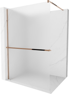 Mexen Kioto+ sprchová stěna s poličkou Walk-in 90 x 200 cm, mat, růžové zlato - 800-090-121-60-30