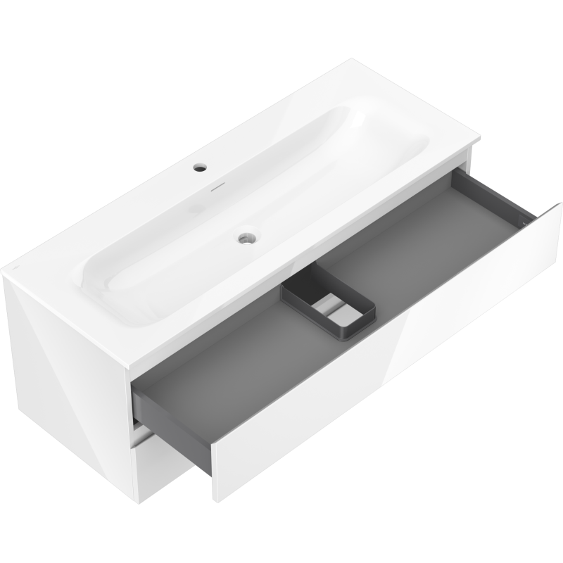 Mexen Orio koupelnová skříňka 120 cm s umyvadlem Vela, 2 zásuvky, bílý lesk - 91A10-12047-2-BFF00-W23M00