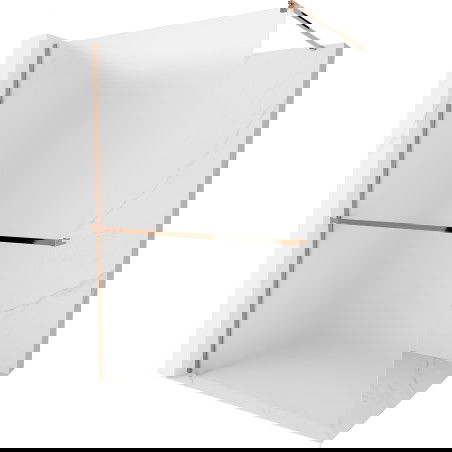 Mexen Kioto+ sprchová stěna s poličkou Walk-in 100 x 200 cm, mat, růžové zlato - 800-100-121-60-30