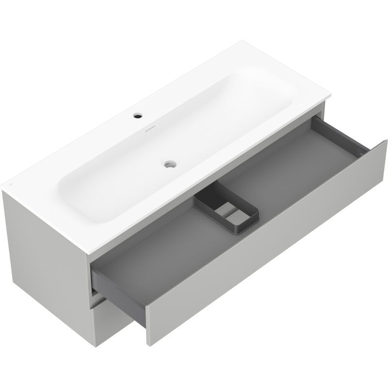 Mexen Orio koupelnová skříňka 120 cm s umyvadlem Vela, 2 zásuvky, šedá matná/bílá matná - 91A10-12047-2-BFF62-W23M01