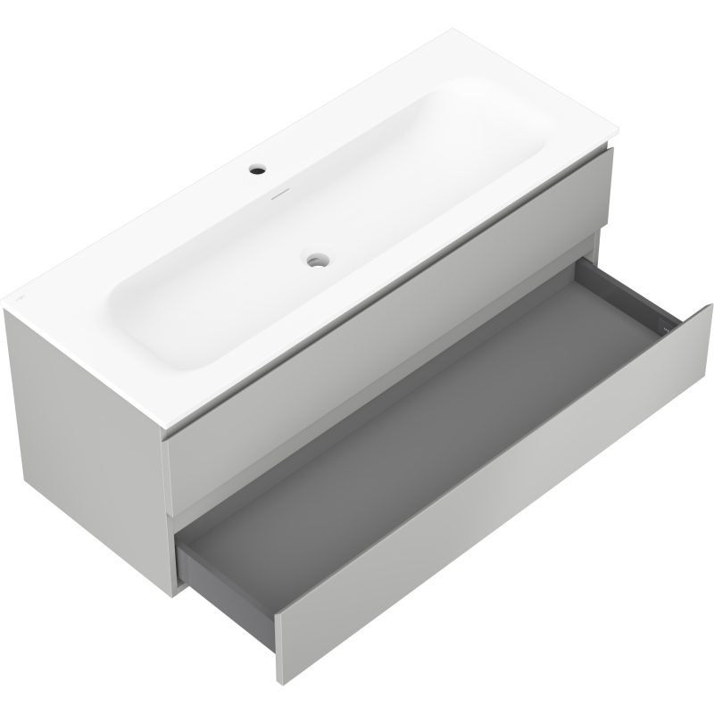Mexen Orio koupelnová skříňka 120 cm s umyvadlem Vela, 2 zásuvky, šedá matná/bílá matná - 91A10-12047-2-BFF62-W23M01