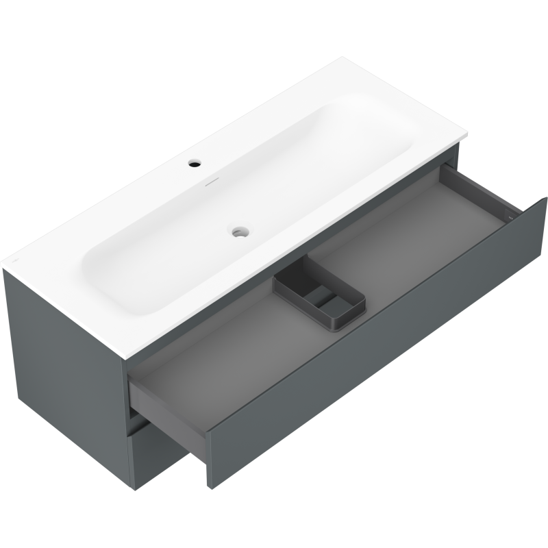 Mexen Orio koupelnová skříňka 120 cm s umyvadlem Vela, 2 zásuvky, grafit mat/bílá mat - 91A10-12047-2-BFF66-W23M01