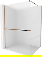 Mexen Kioto+ sprchová stěna s policí Walk-in 80 x 200 cm, mrazové sklo, růžové zlato - 800-080-121-60-30