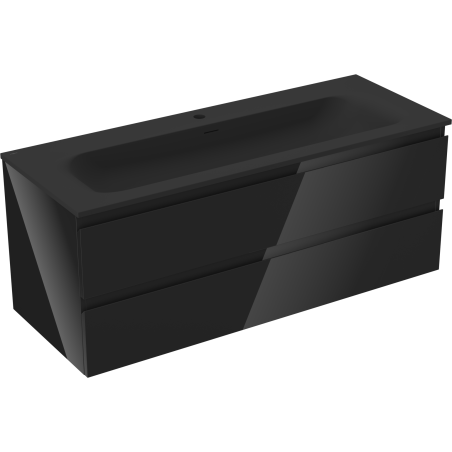 Mexen Orio koupelnová skříňka 120 cm s umyvadlem Vela, 2 zásuvky, černý lesk/černý mat - 91A10-12047-2-BFF70-W23M71