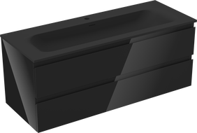 Mexen Orio koupelnová skříňka 120 cm s umyvadlem Vela, 2 zásuvky, černý lesk/černý mat - 91A10-12047-2-BFF70-W23M71