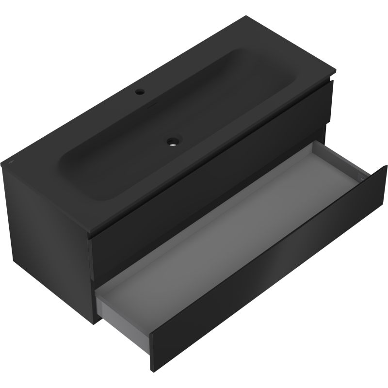 Mexen Orio koupelnová skříňka 120 cm s umyvadlem Vela, 2 zásuvky, černá mat - 91A10-12047-2-BFF71-W23M71