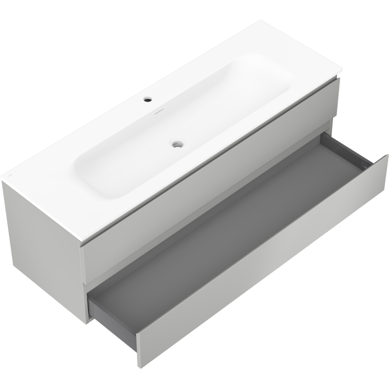 Mexen Orio koupelnová skříňka 140 cm s umyvadlem Vela, 2 zásuvky, šedá mat/bílá mat - 91A10-14047-2-BFF62-W23M01