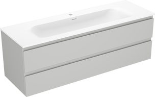 Mexen Orio koupelnová skříňka 140 cm s umyvadlem Vela, 2 zásuvky, šedá mat/bílá mat - 91A10-14047-2-BFF62-W23M01