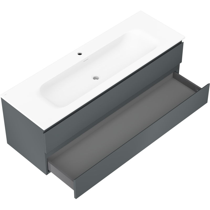 Mexen Orio koupelnová skříňka 140 cm s umyvadlem Vela, 2 zásuvky, grafit mat/bílá mat - 91A10-14047-2-BFF66-W23M01