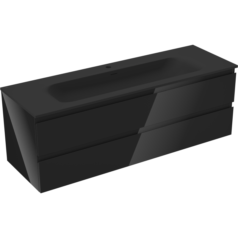 Mexen Orio koupelnová skříňka 140 cm s umyvadlem Vela, 2 zásuvky, černý lesk/černý mat - 91A10-14047-2-BFF70-W23M71