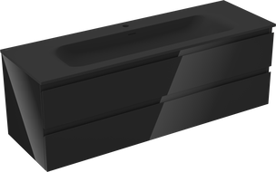 Mexen Orio koupelnová skříňka 140 cm s umyvadlem Vela, 2 zásuvky, černý lesk/černý mat - 91A10-14047-2-BFF70-W23M71