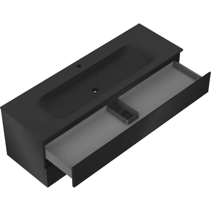 Mexen Orio koupelnová skříňka 140 cm s umyvadlem Vela, 2 šuplíky, černý mat - 91A10-14047-2-BFF71-W23M71