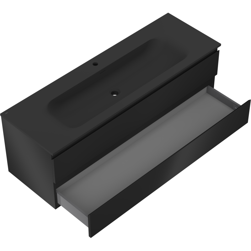 Mexen Orio koupelnová skříňka 140 cm s umyvadlem Vela, 2 šuplíky, černý mat - 91A10-14047-2-BFF71-W23M71