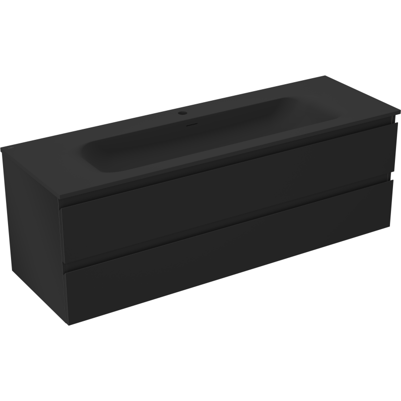 Mexen Orio koupelnová skříňka 140 cm s umyvadlem Vela, 2 šuplíky, černý mat - 91A10-14047-2-BFF71-W23M71