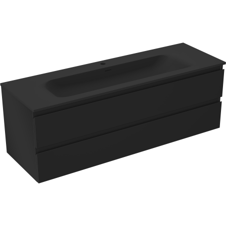 Mexen Orio koupelnová skříňka 140 cm s umyvadlem Vela, 2 šuplíky, černý mat - 91A10-14047-2-BFF71-W23M71