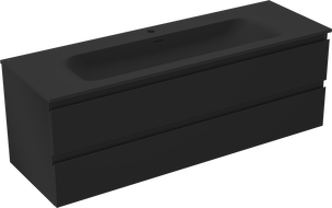 Mexen Orio koupelnová skříňka 140 cm s umyvadlem Vela, 2 šuplíky, černý mat - 91A10-14047-2-BFF71-W23M71