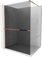 Mexen Kioto+ sprchová stěna s poličkou Walk-in 100 x 200 cm, grafit, růžové zlato - 800-100-121-60-40