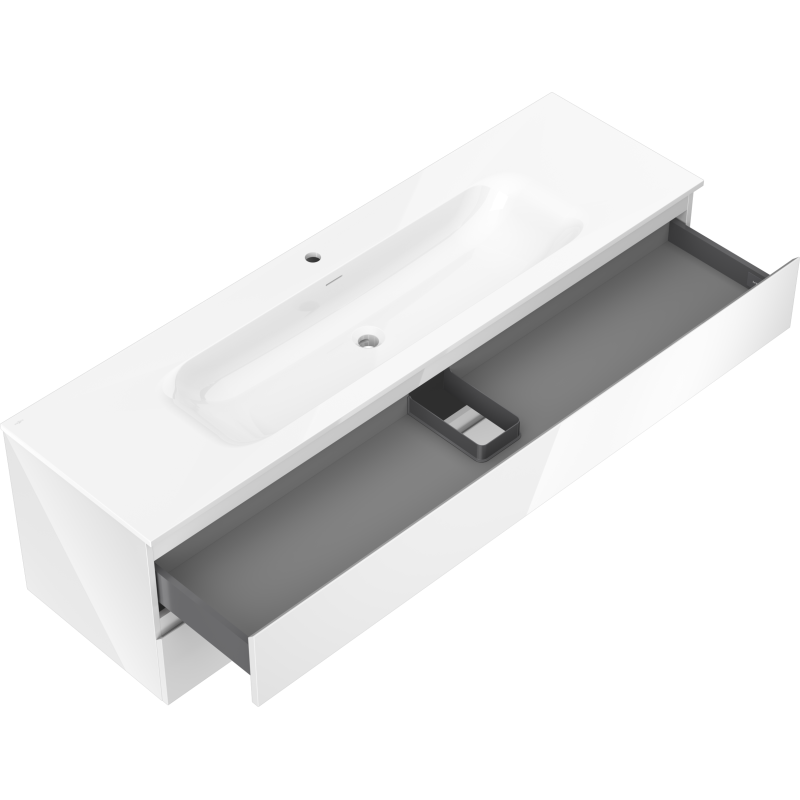 Mexen Orio koupelnová skříňka 160 cm s umyvadlem Vela, 2 zásuvky, bílý lesk - 91A10-16047-2-BFF00-W23M00