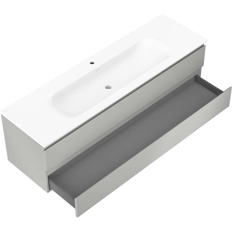 Mexen Orio koupelnová skříňka 160 cm s umyvadlem Vela, 2 zásuvky, šedá matná/bílá matná - 91A10-16047-2-BFF62-W23M01