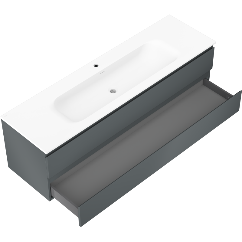 Mexen Orio koupelnová skříňka 160 cm s umyvadlem Vela, 2 zásuvky, grafit mat/bílá mat - 91A10-16047-2-BFF66-W23M01