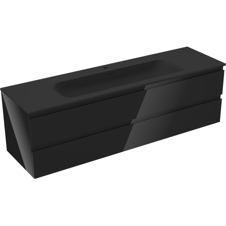 Mexen Orio koupelnová skříňka 160 cm s umyvadlem Vela, 2 zásuvky, černý lesk/černý mat - 91A10-16047-2-BFF70-W23M71