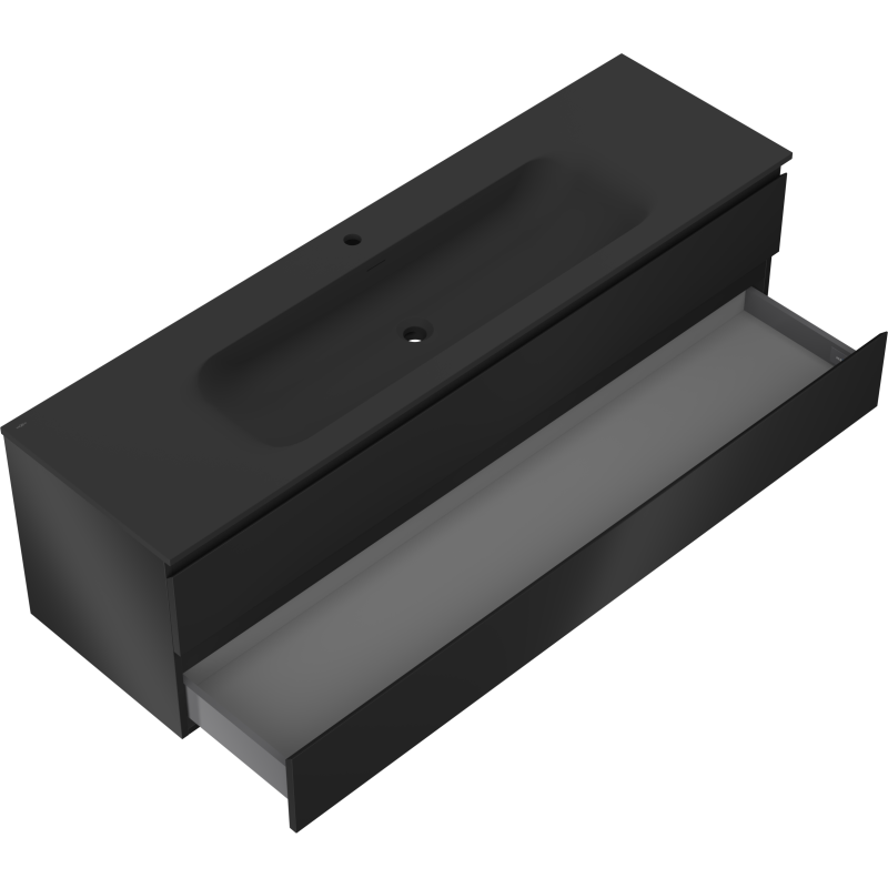Mexen Orio koupelnová skříňka 160 cm s umyvadlem Vela, 2 zásuvky, černý mat - 91A10-16047-2-BFF71-W23M71