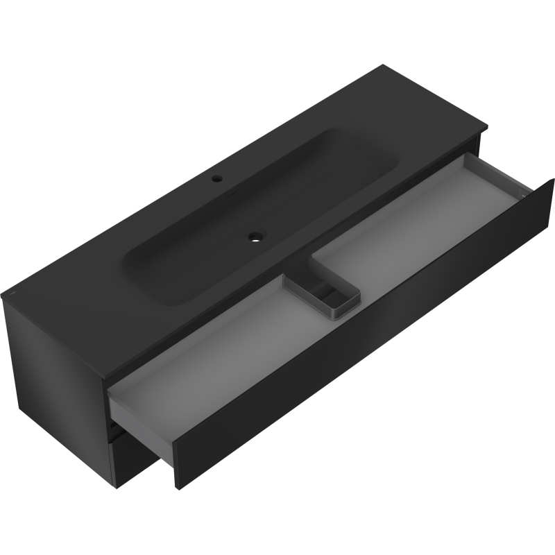 Mexen Orio koupelnová skříňka 160 cm s umyvadlem Vela, 2 zásuvky, černý mat - 91A10-16047-2-BFF71-W23M71