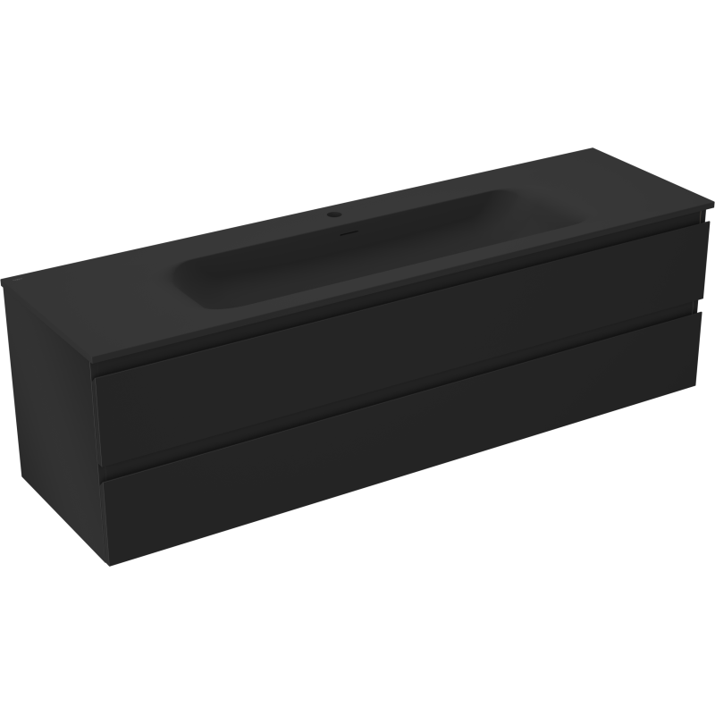 Mexen Orio koupelnová skříňka 160 cm s umyvadlem Vela, 2 zásuvky, černý mat - 91A10-16047-2-BFF71-W23M71