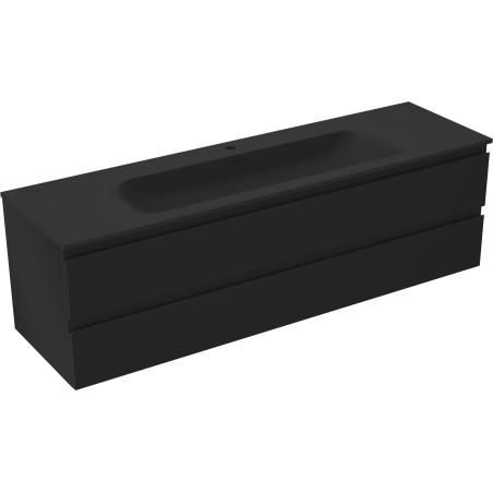 Mexen Orio koupelnová skříňka 160 cm s umyvadlem Vela, 2 zásuvky, černý mat - 91A10-16047-2-BFF71-W23M71