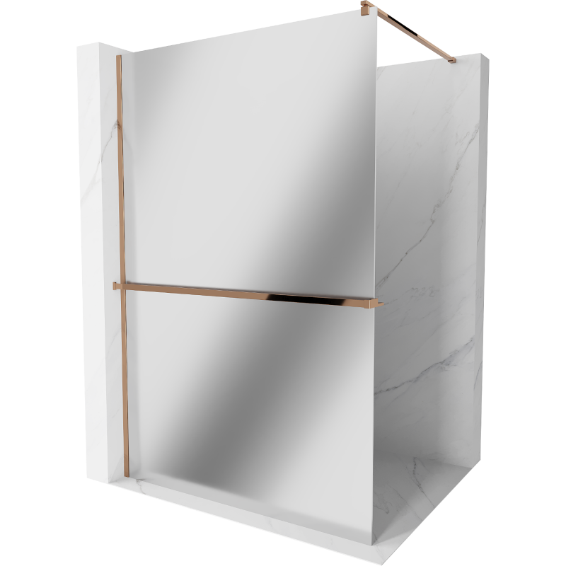 Mexen Kioto+ sprchová stěna s poličkou Walk-in 110 x 200 cm, zrcadlo, růžové zlato - 800-110-121-60-50