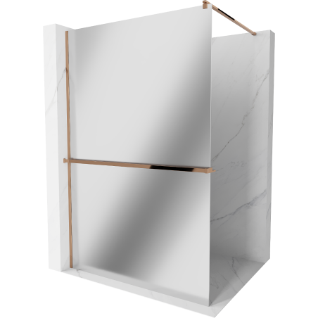 Mexen Kioto+ sprchová stěna s poličkou Walk-in 110 x 200 cm, zrcadlo, růžové zlato - 800-110-121-60-50