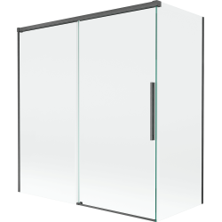 Mexen Rox paraván vany 2křídlový posuvný 150 + 70 x 150 cm, transparentní, gun gray kartáčovaný - 8C9-150-070-66-00