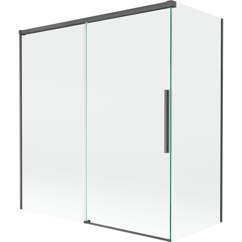 Mexen Rox paraván vany 2křídlový posuvný 150 + 70 x 150 cm, transparentní, gun gray kartáčovaný - 8C9-150-070-66-00