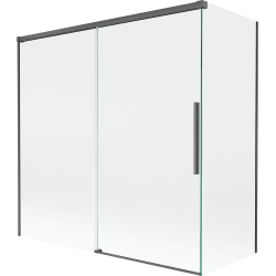 Mexen Rox vanová zástěna 2křídlová posuvná 160 + 70 x 150 cm, transparentní, kartáčovaná zbraňově šedá - 8C9-160-070-66-00