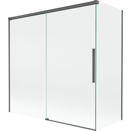 Mexen Rox vanová zástěna 2křídlová posuvná 160 + 70 x 150 cm, transparentní, kartáčovaná zbraňově šedá - 8C9-160-070-66-00