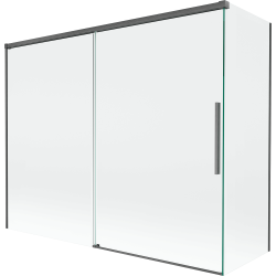 Mexen Rox Dvoudílná vanová zástěna, posuvná 190 + 90 x 150 cm, transparentní, kartáčovaná gun gray - 8C9-190-090-66-00