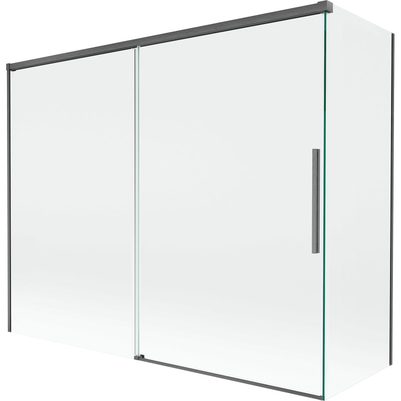 Mexen Rox Dvoudílná vanová zástěna, posuvná 190 + 90 x 150 cm, transparentní, kartáčovaná gun gray - 8C9-190-090-66-00