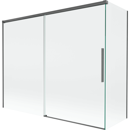 Mexen Rox Dvoudílná vanová zástěna, posuvná 190 + 90 x 150 cm, transparentní, kartáčovaná gun gray - 8C9-190-090-66-00