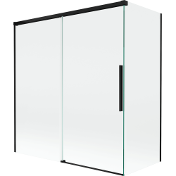 Mexen Rox vanová zástěna 2-křídlová posuvná 150 + 70 x 150 cm, transparentní, černá - 8C9-150-070-70-00