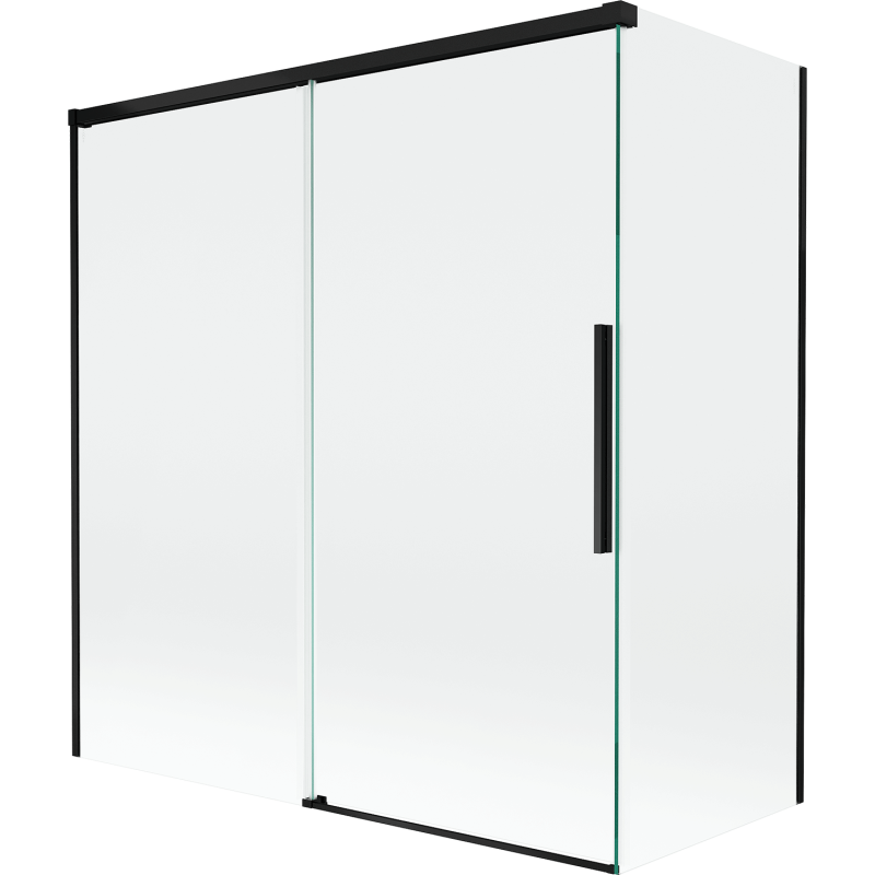 Mexen Rox vanová zástěna 2-křídlová posuvná 150 + 70 x 150 cm, transparentní, černá - 8C9-150-070-70-00