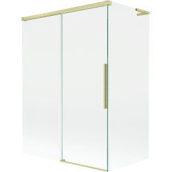 Mexen Rox L dvoudílná vanová clona posuvná 120 + 70 x 150 cm, transparentní, zlatá kartáčovaná - 8C9L-120-070-55-00