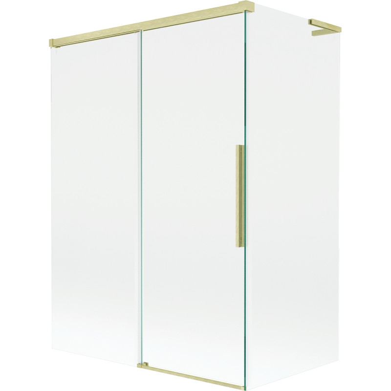Mexen Rox L dvoudílná vanová clona posuvná 120 + 70 x 150 cm, transparentní, zlatá kartáčovaná - 8C9L-120-070-55-00