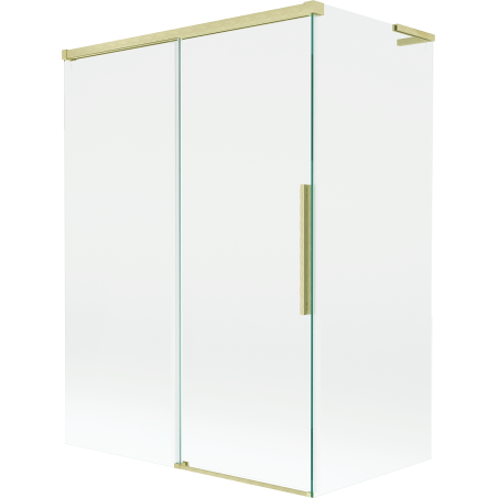 Mexen Rox L dvoudílná vanová clona posuvná 120 + 70 x 150 cm, transparentní, zlatá kartáčovaná - 8C9L-120-070-55-00