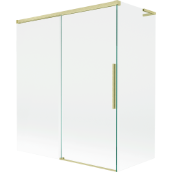 Mexen Rox L posuvná dvoukřídlá vana 140 + 70 x 150 cm, transparentní, zlatá kartáčovaná - 8C9L-140-070-55-00
