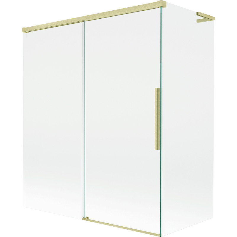 Mexen Rox L posuvná dvoukřídlá vana 140 + 70 x 150 cm, transparentní, zlatá kartáčovaná - 8C9L-140-070-55-00